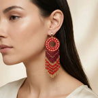 Aros Tejidos Flecos Rojos