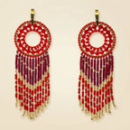 Aros Tejidos Flecos Rojos