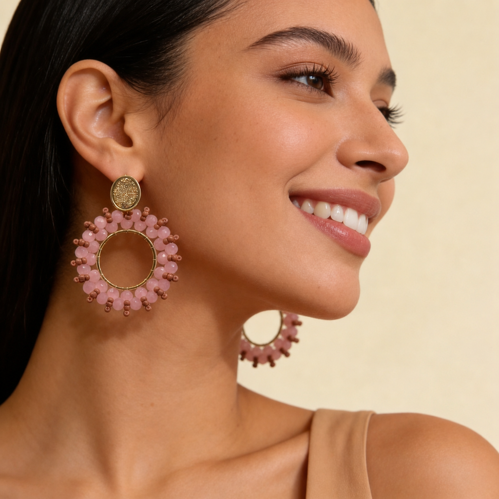 Aros Corona Cristal — Rosa Palo
