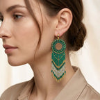 Aros Tejidos Flecos Verde