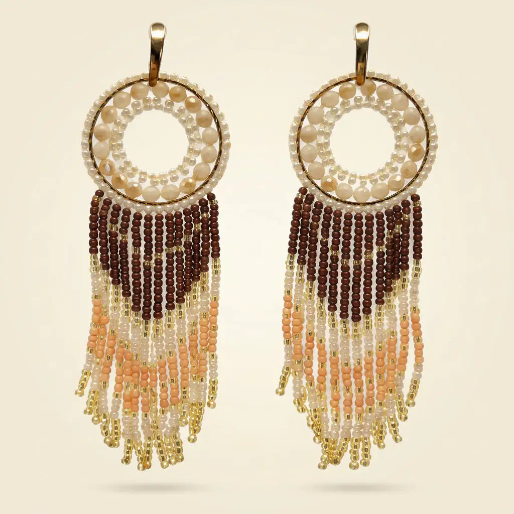 Aros Tejidos Flecos Beige