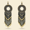 Aros Tejidos Flecos Negro
