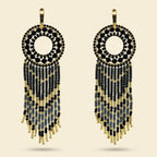 Aros Tejidos Flecos Negro