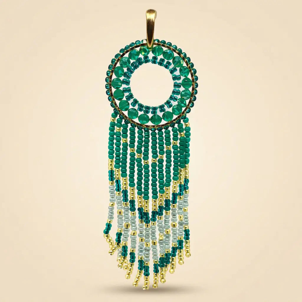 Aros Tejidos Flecos Verde