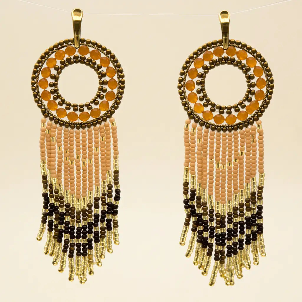 Aros Tejidos Flecos Marrón