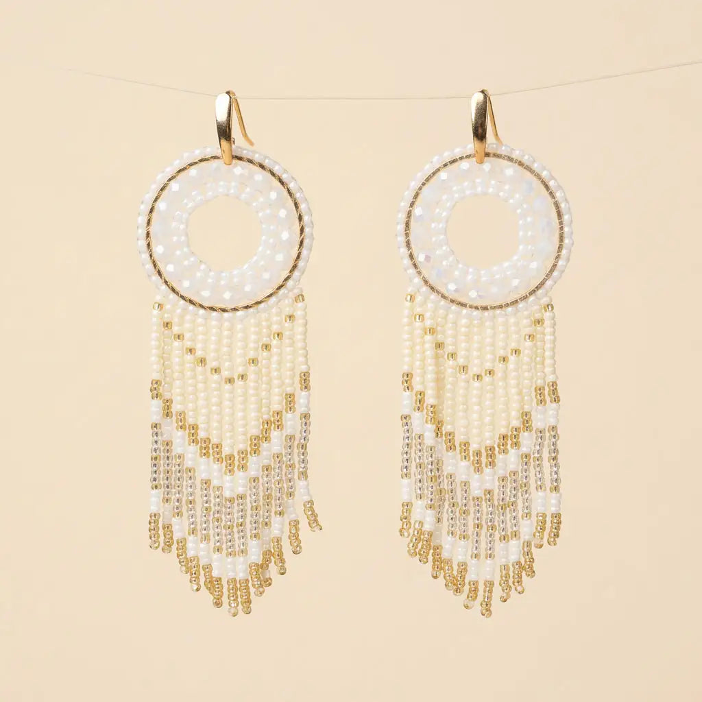 Aros Tejidos Flecos Blanco