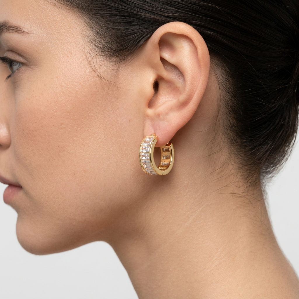 Argollas Cristal Bañadas en Oro 24K