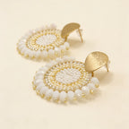 Aros Medallón Tejido — Blanco