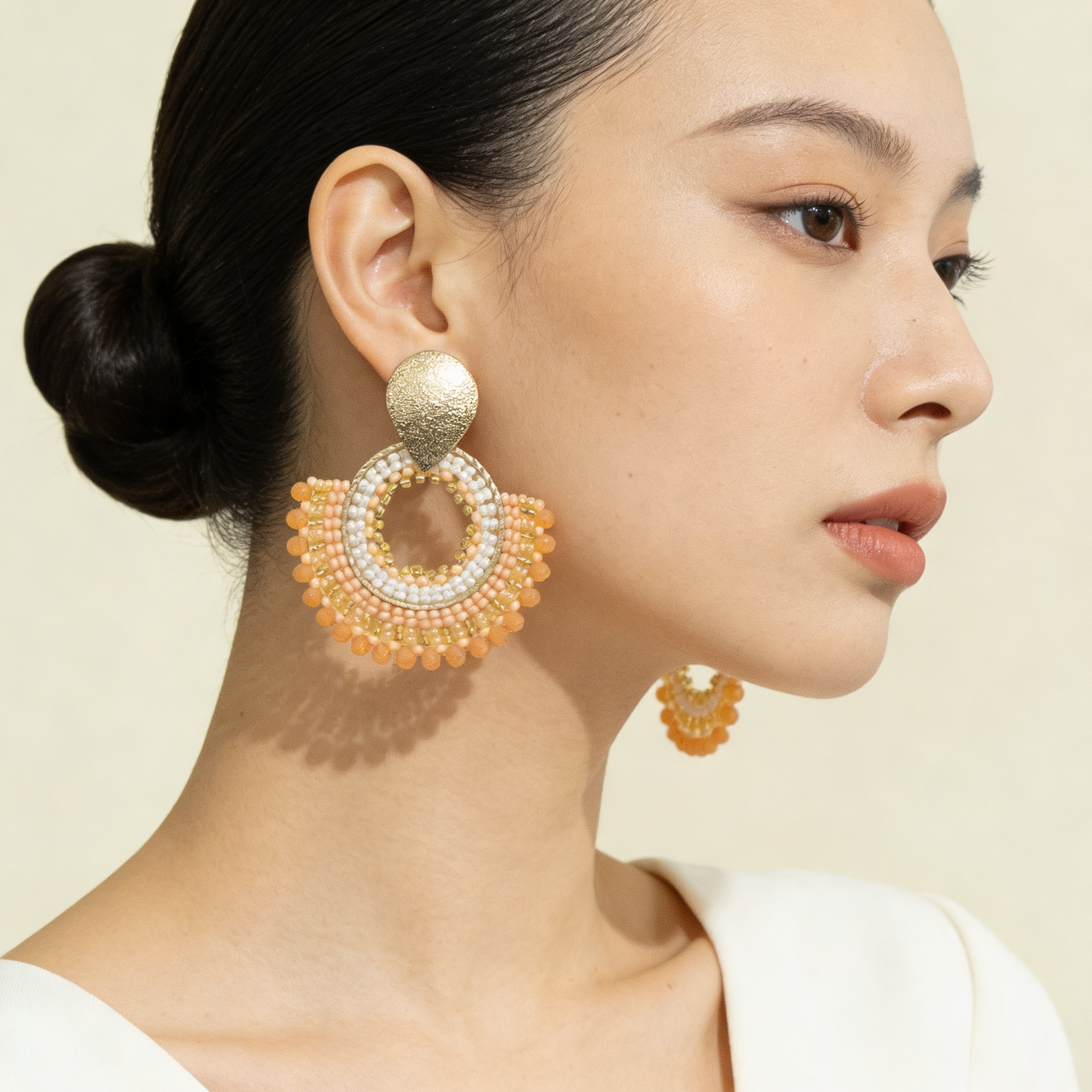 Aros Abanico Cristal — Durazno Dorado