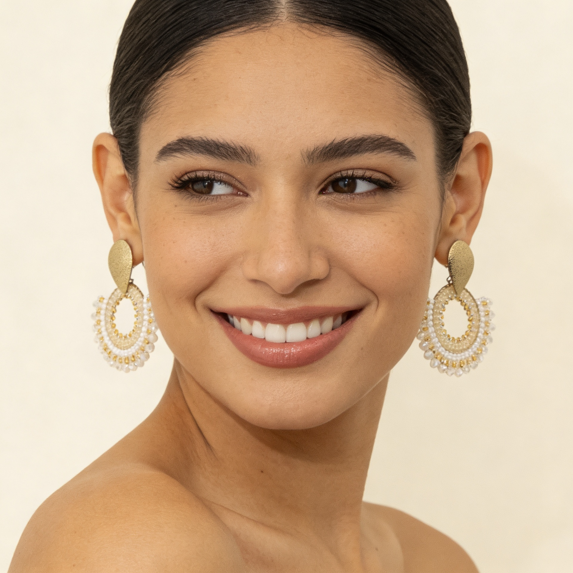 Aros Abanico Cristal — Blanco
