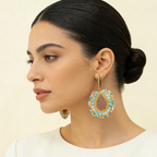 Aros Gota Artesanal  — Rosa Pastel Aqua