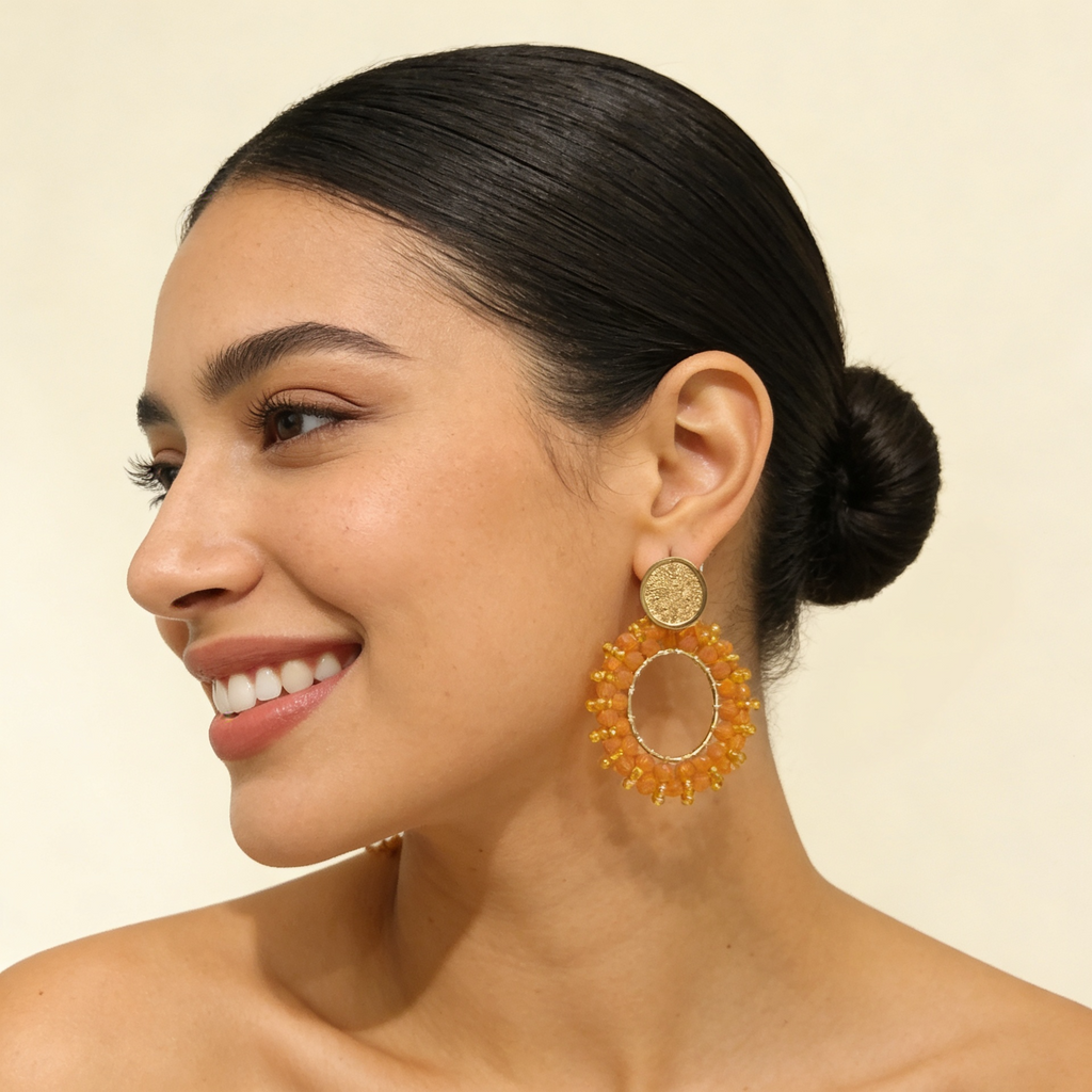 Aros Corona Cristal — Naranja