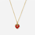 Collar Fresa Roja Bañado en Oro 18K