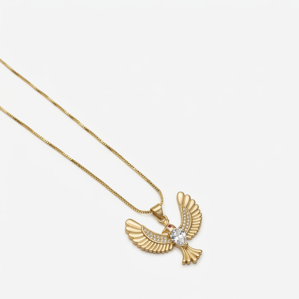 Collar Ave Fénix Bañado en Oro 18K