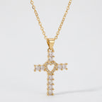 Collar Cruz Corazón Bañado en Oro 18K | Dulcymar Accesorios