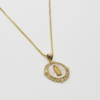 Collar Virgen Milagrosa Nácar Bañado en Oro 18K