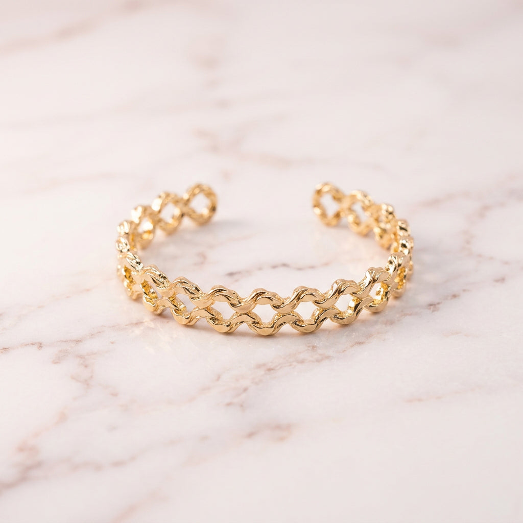 Brazalete Roma Texturizado Bañado en Oro 24K