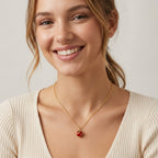 Collar Fresa Roja Bañado en Oro 18K