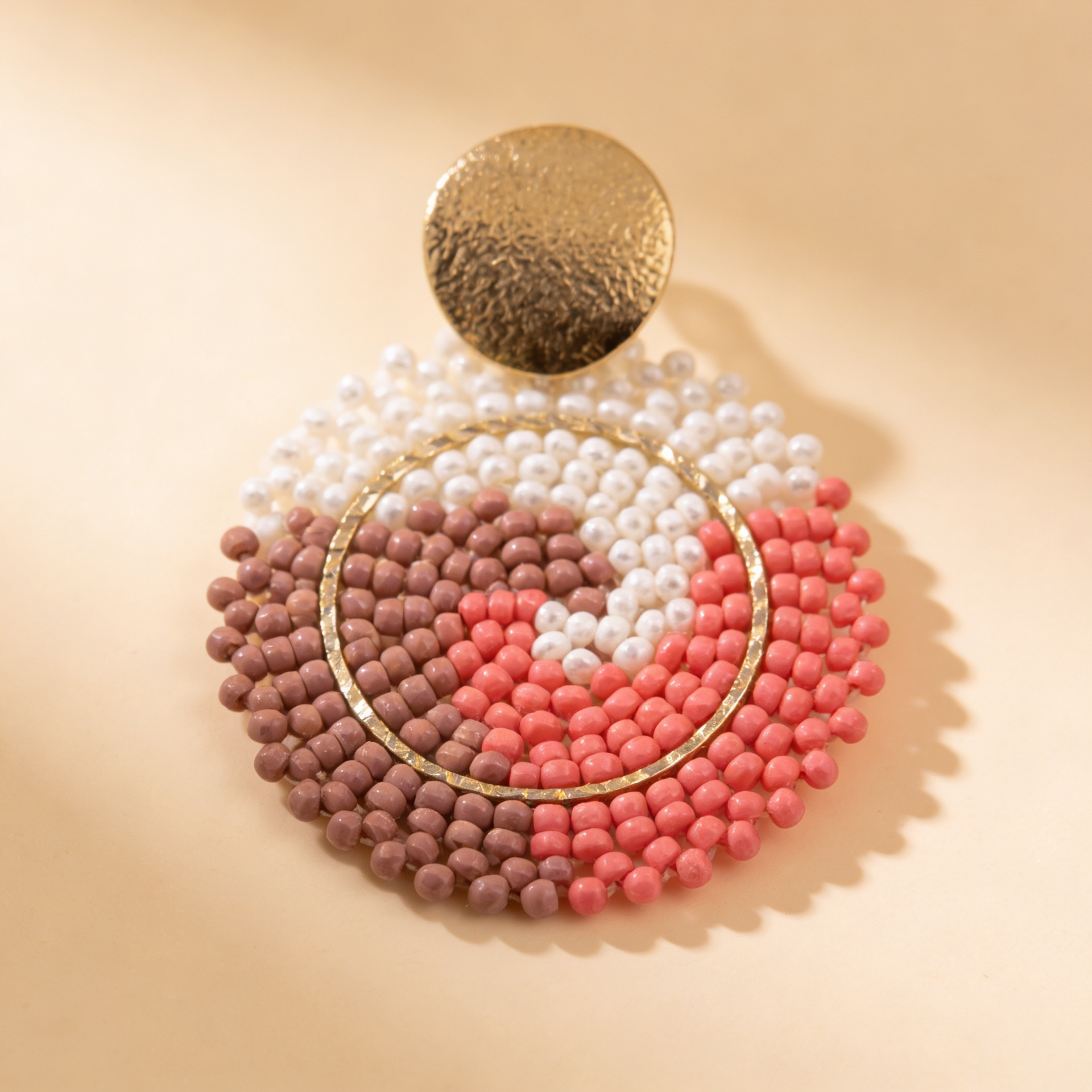 Aros círculo mosaico tejido - Rosa