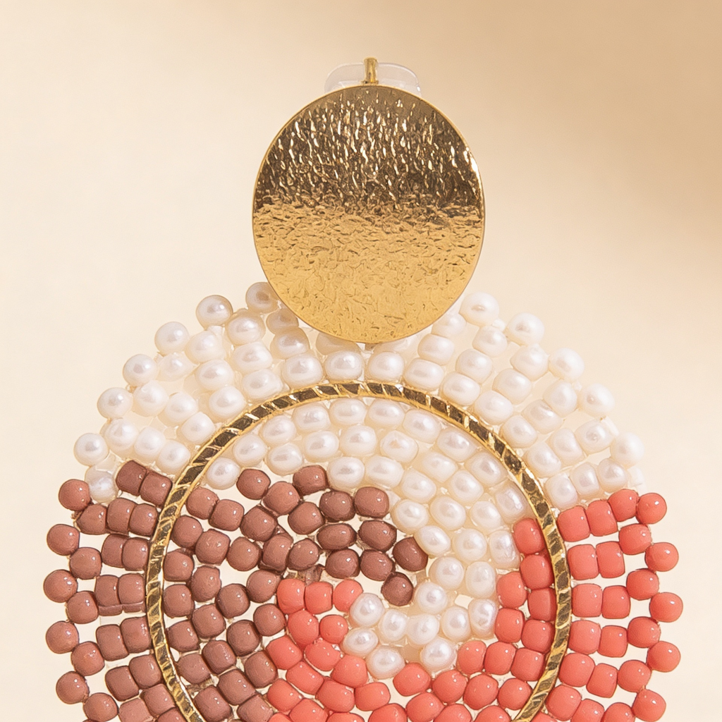 Aros círculo mosaico tejido - Rosa