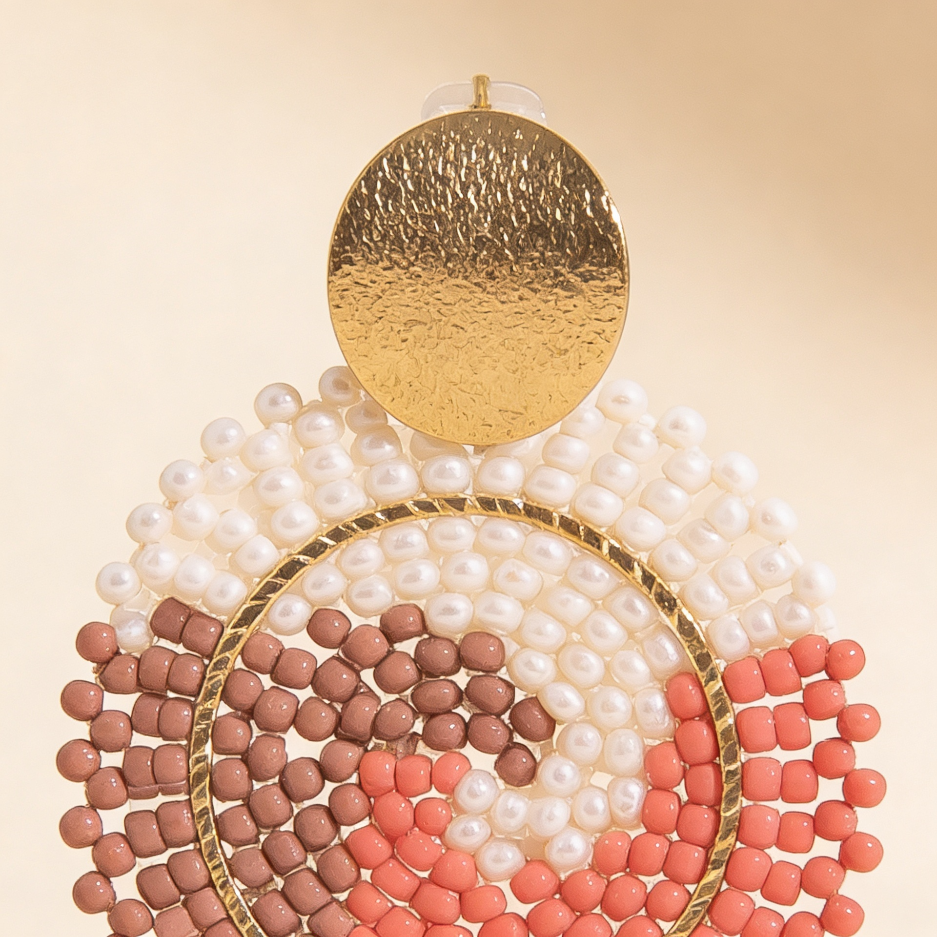 Aros círculo mosaico tejido - Rosa