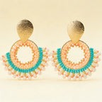 Aros Abanico Cristal — Coral Turquesa