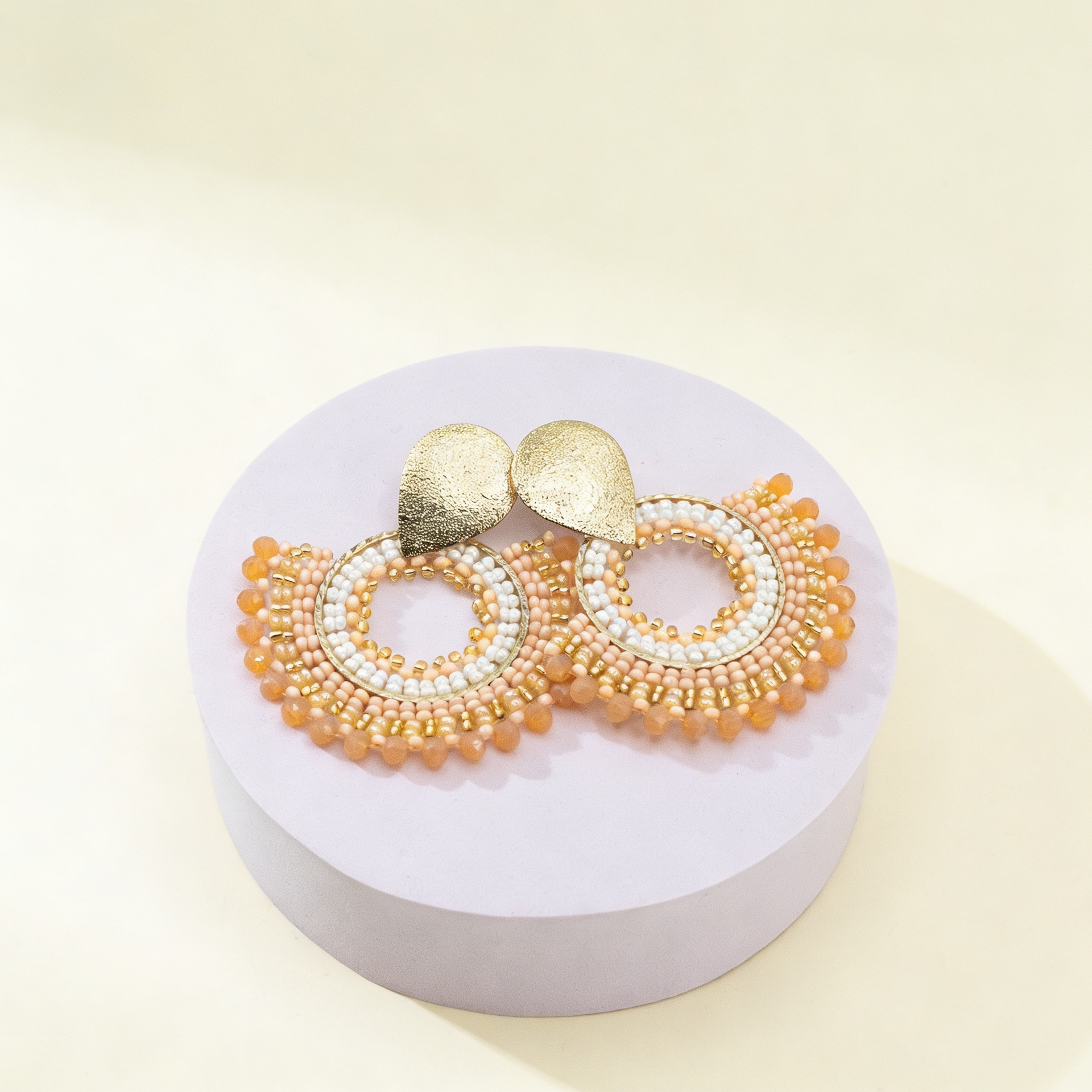 Aros Abanico Cristal — Durazno Dorado