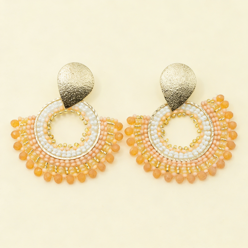 Aros Abanico Cristal — Durazno Dorado