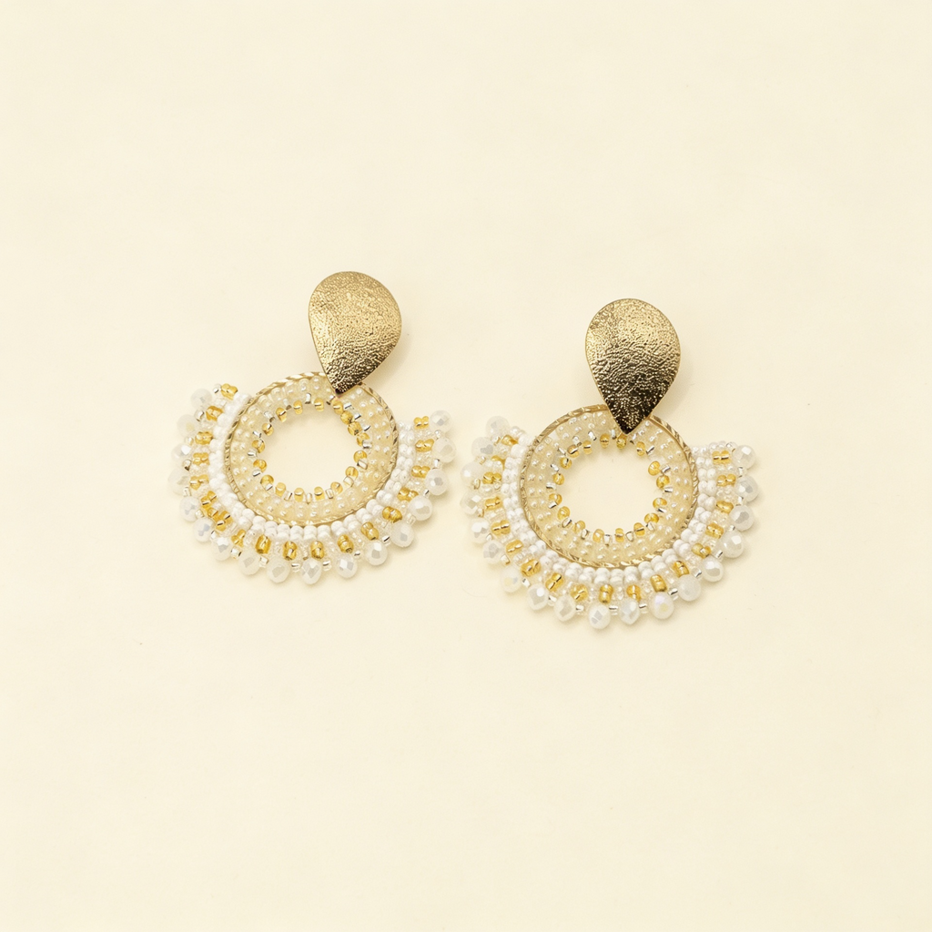 Aros Abanico Cristal — Blanco