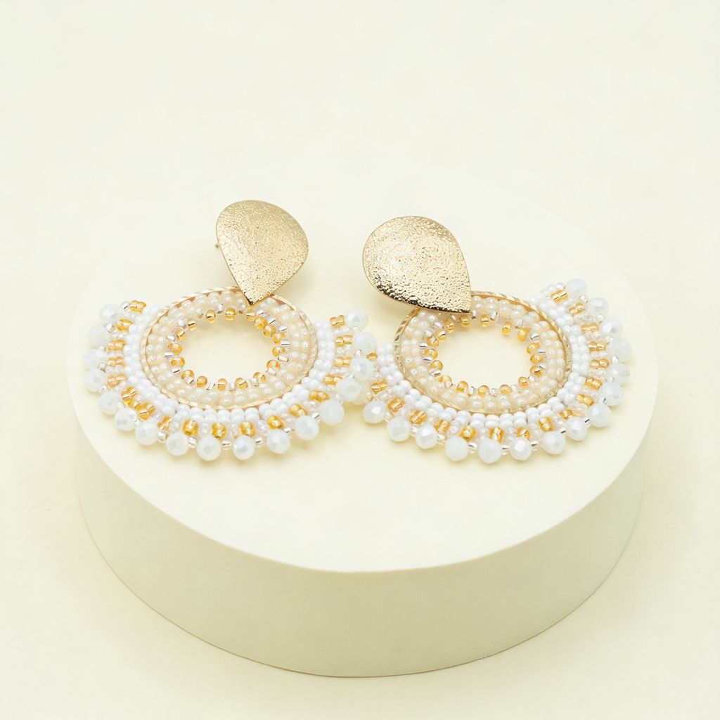 Aros Abanico Cristal — Blanco