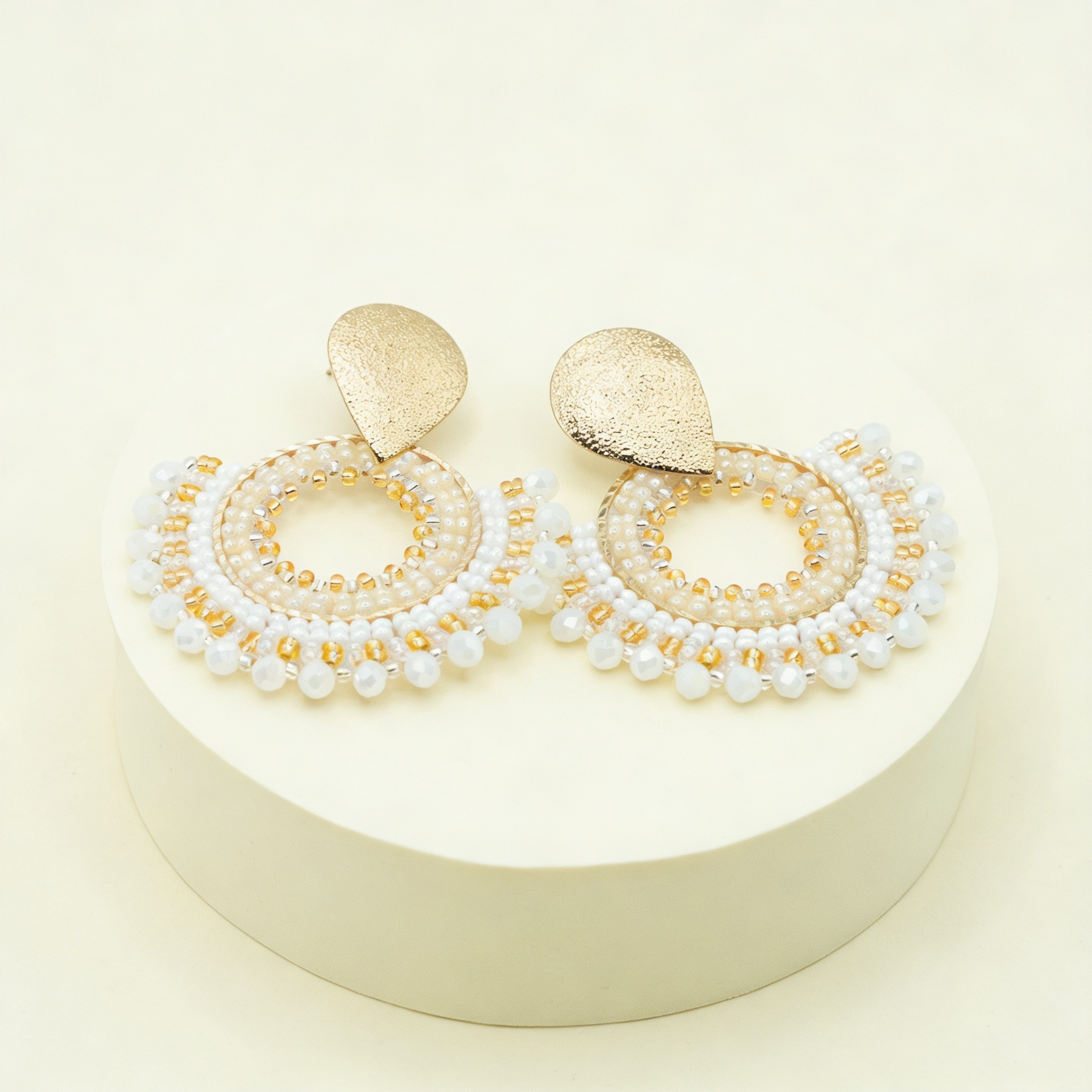 Aros Abanico Cristal — Blanco