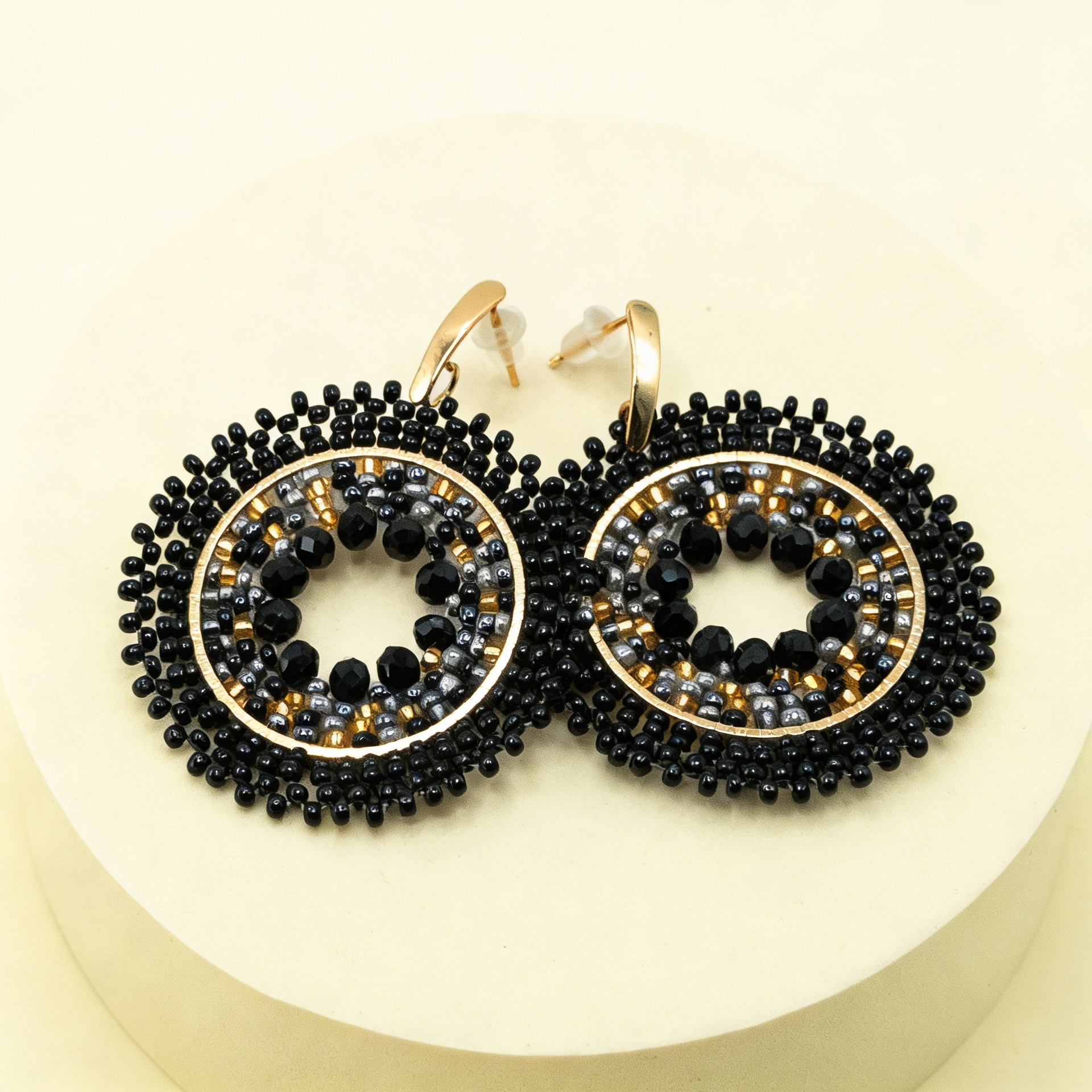 Aros Órbita Tejida — Negro