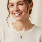 Collar Hongo Rojo Bañado en Oro 18K
