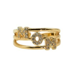 Anillo para mamá ajustable con baño en oro 18K y circones – Dulcymar Accesorios
